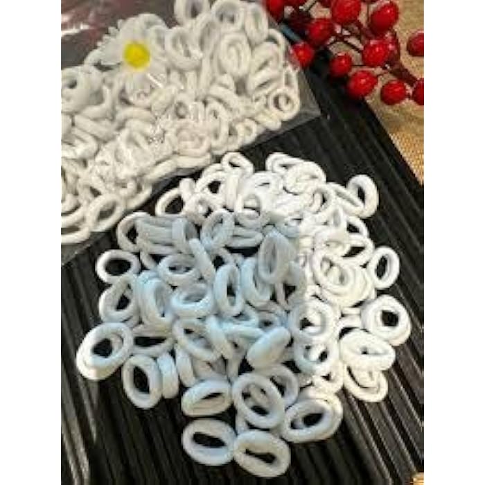 White Rubber Hair Bands, 50 Pieces, Ring, Ponytail Holder, Hair Accessories - Image 4